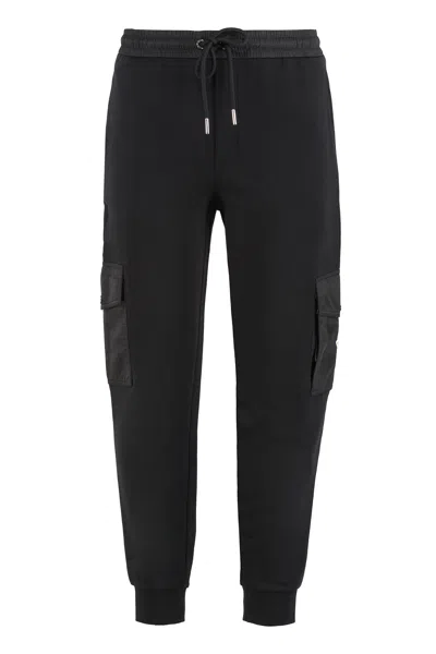 Moncler Sporty Tapered Pants In Cotton Blend With Nylon Details In Black