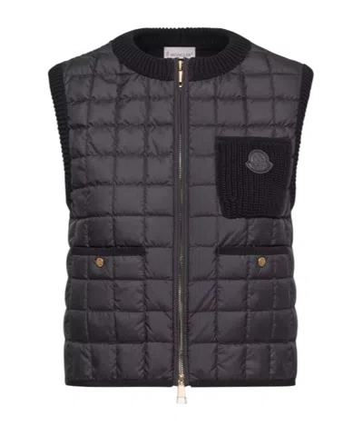 Moncler Square-quilted Cotton Down Gilet In Black