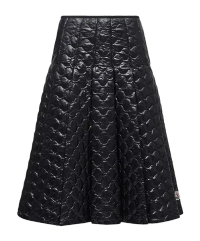 MONCLER SQUARE QUILTED LAYERED MIDI SKIRT