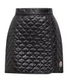 Moncler Quilted Black Skirt With Glossy Finish And Wrap Style In Black