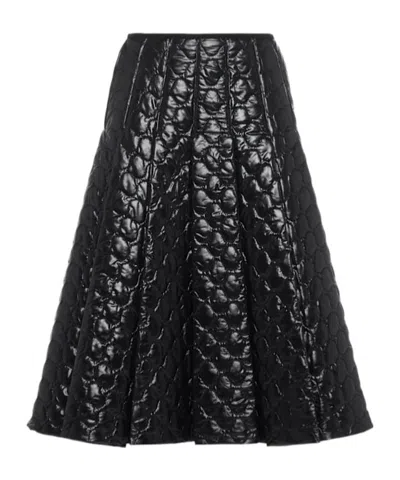 Moncler Gonna Midi Padded With Quilted Checkered Pattern In Black