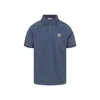 Moncler Blue Tricol-trimmed Pique Polo Shirt In Blue