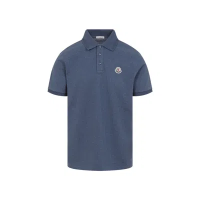 MONCLER MONCLER SS BLUE COTTON POLO