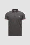 Moncler Tipped Short Sleeve Polo Shirt In Gray