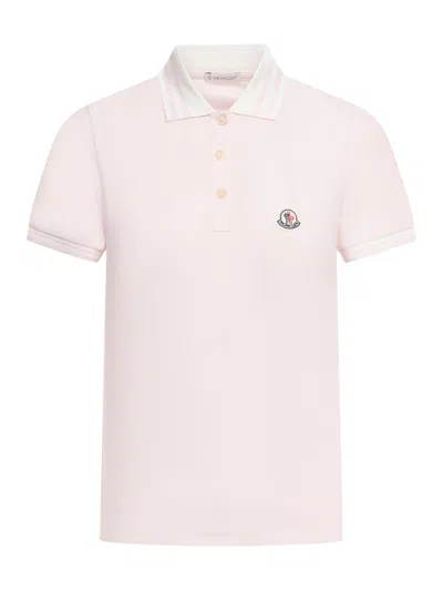 Moncler Ss Polo In B Pastel Pink