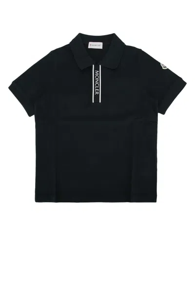 Moncler Kids' Ss Polo In Black