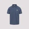 Moncler Blue Tricol-trimmed Pique Polo Shirt In Blue