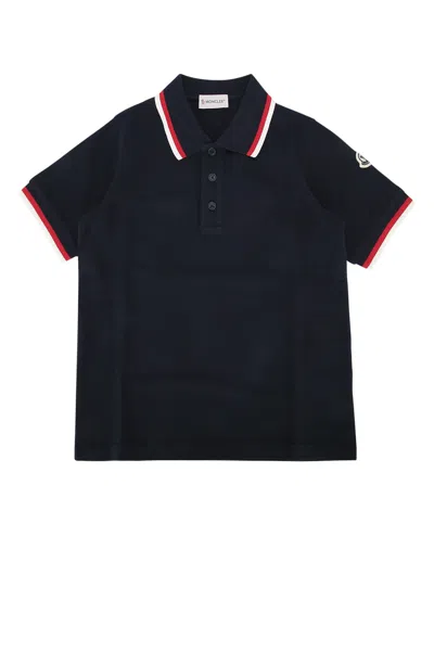 Moncler Kids' Ss Polo In Blue