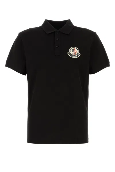 Moncler Classic Logo Blue Polo Shirt In Black