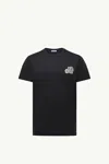 Moncler Double Logo Patch Cotton T-shirt Clothing In Black