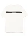 Moncler T-shirt In Cotone Con Logo Gommato In Beige