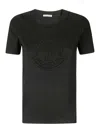 Moncler Logo Rhinestone T Shirt In Black