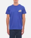 Moncler Double Logo Cotton T-shirt In Blue