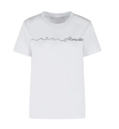 Moncler White Crew Neck Logo T-shirt