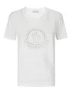 Moncler Women White Cotton Rhinestone Logo T-shirt In White