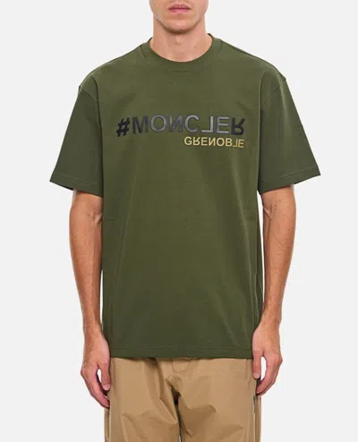 Moncler Grenoble Short Sleeve Logo Tee In Green