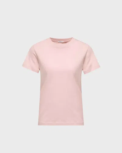 Moncler Cotton Ribbed Crewneck Short-sleeve T-shirt In Pink