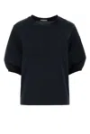 Moncler Black Solid Crew Neck T-shirt In Blue