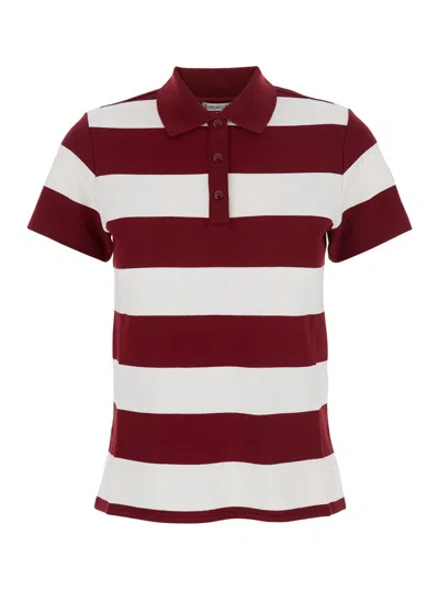 Moncler Ss Viscose Polo In Red