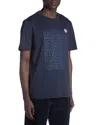 Moncler Blue T-shirt With Repeated Logo Pattern In Dark Blue
