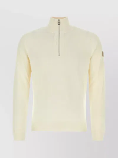 Moncler Cotton And Cashmere Turtleneck Sweater In White
