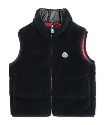 Moncler Stand Collar Padded Vest In Blue