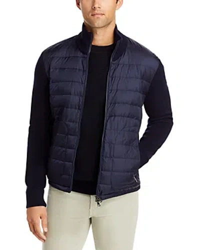 Moncler Stand Collar Quilted Cardigan In Blue
