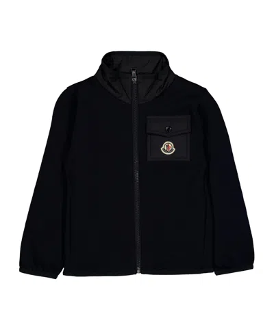Moncler Stand Collar Zip-up Jacket In Black