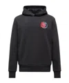 Moncler Star Logo Patch Cotton Hoodie In Black