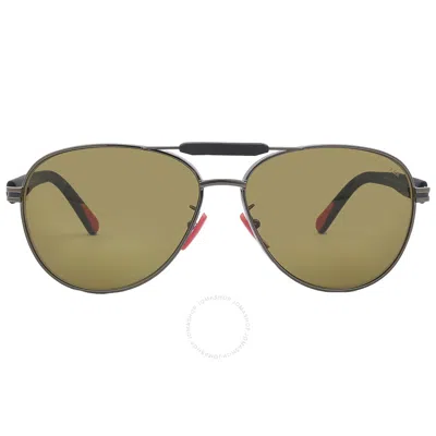 Moncler Steller Polarized Yellow Pilot Unisex Sunglasses Ml0241-h 08h 62 In Black / Gun Metal / Gunmetal / Yellow