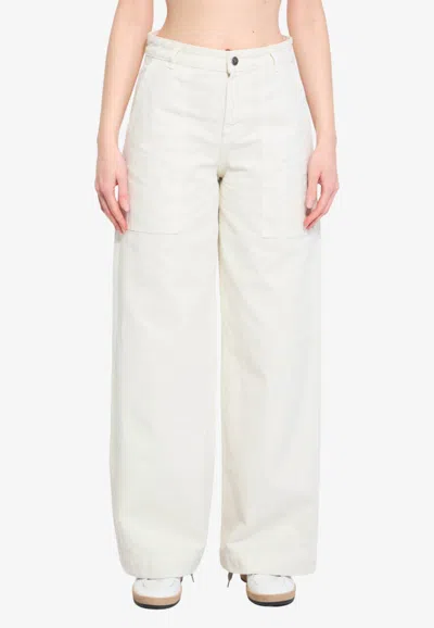 Moncler Stitched Straight-leg Pants In White