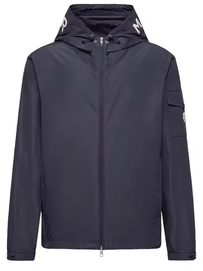 Moncler Sassiere Logo Print Windbreaker Jacket In Blue