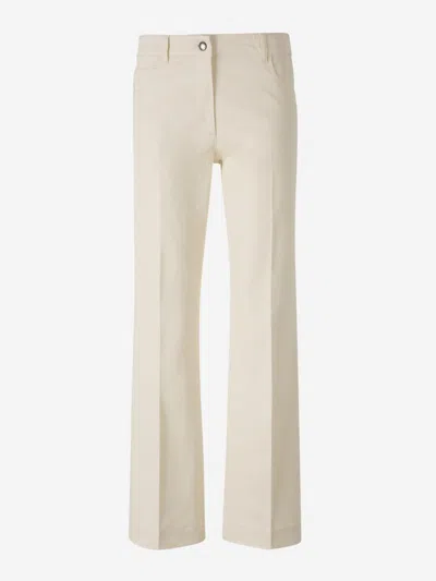Moncler Straight Gabardine Trousers In Neutral