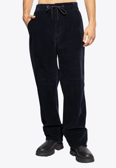 Moncler Straight-leg Corduroy Pants In Blue
