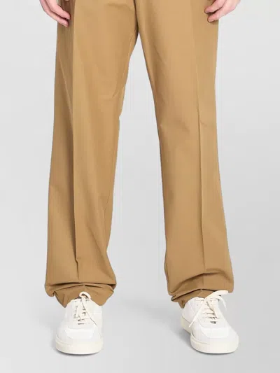 Moncler Straight Leg Drawstring Cotton Blend Trousers In Nude