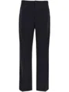 Moncler Wool Blend Straight Leg Trousers In Blue