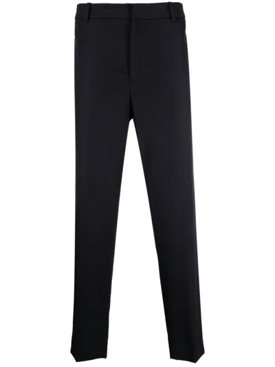 Moncler Straight-leg Virgin-wool Trousers In Blue