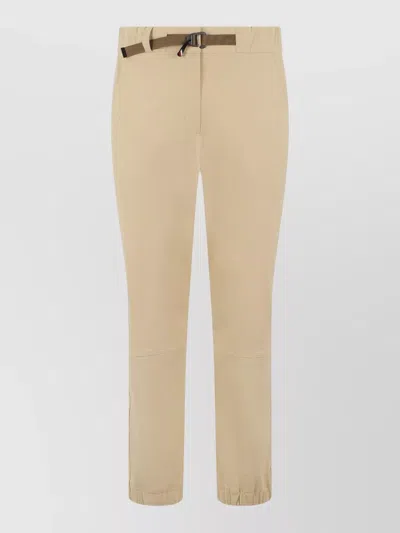 Moncler Straight Trousers Contrasting Belt Ankle Length In Neutral
