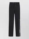 Moncler Straight Trousers With Elastic Waistband And Side Stripe In Black