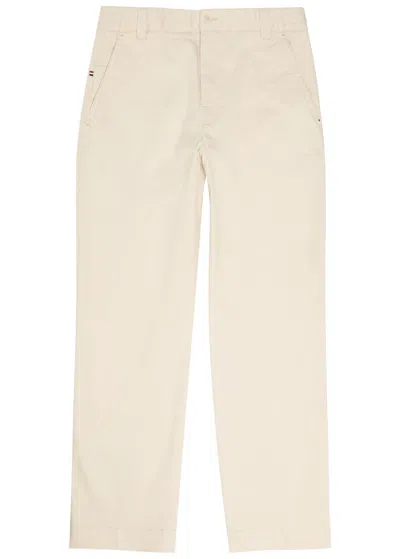 Moncler Straight-leg Stretch-cotton Trousers In Neutral