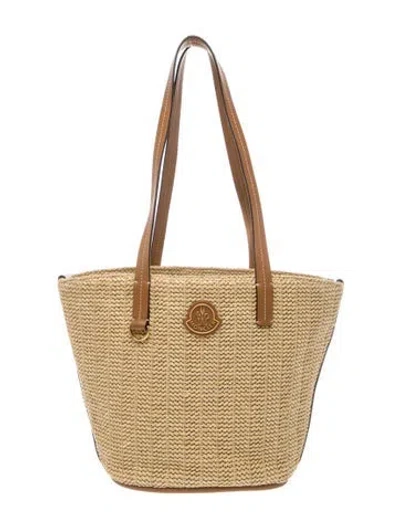 Pre-owned Moncler Straw Tote In Neutrals