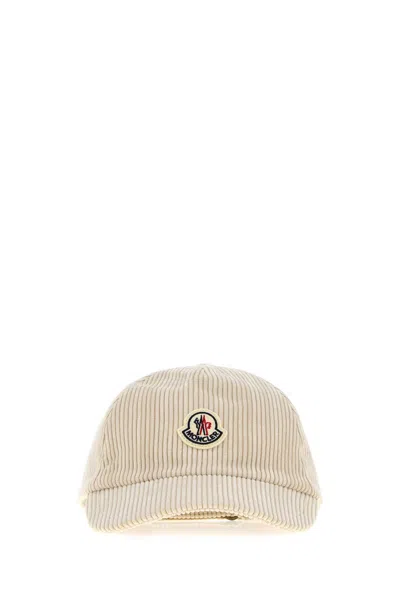 Moncler Stretch Corduroy Baseball Cap In Beige O Tan