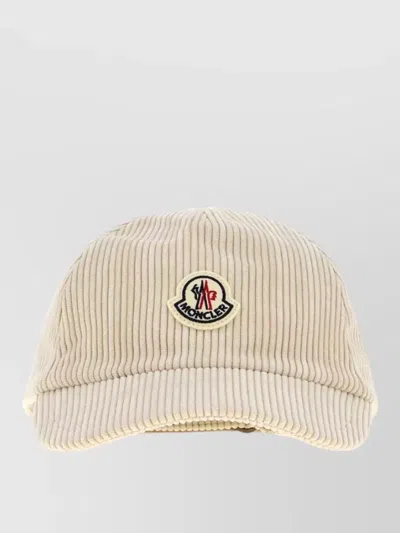 Moncler Stretch Corduroy Baseball Cap Curved Brim In Neutral