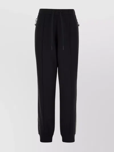 Moncler Stretch Cotton Blend Joggers With Elastic Waistband In Black
