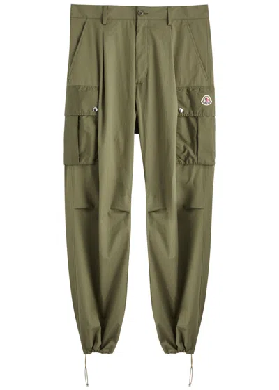 Moncler Stretch-cotton Cargo Trousers In Khaki