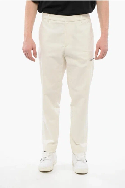 Moncler Stretch Cotton Chinos Pants With Belt Loops In Neutral