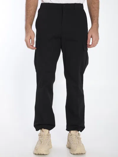 Moncler Stretch Cotton Gabardine Cargo Trousers In Black