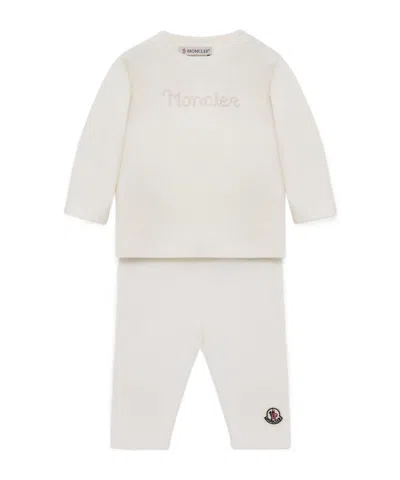 Moncler Stretch Cotton Jersey Set In Neutral