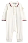 Moncler Stretch Cotton Piqué Polo Romper In White