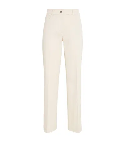 Moncler Stretch-cotton Straight Trousers In Brown